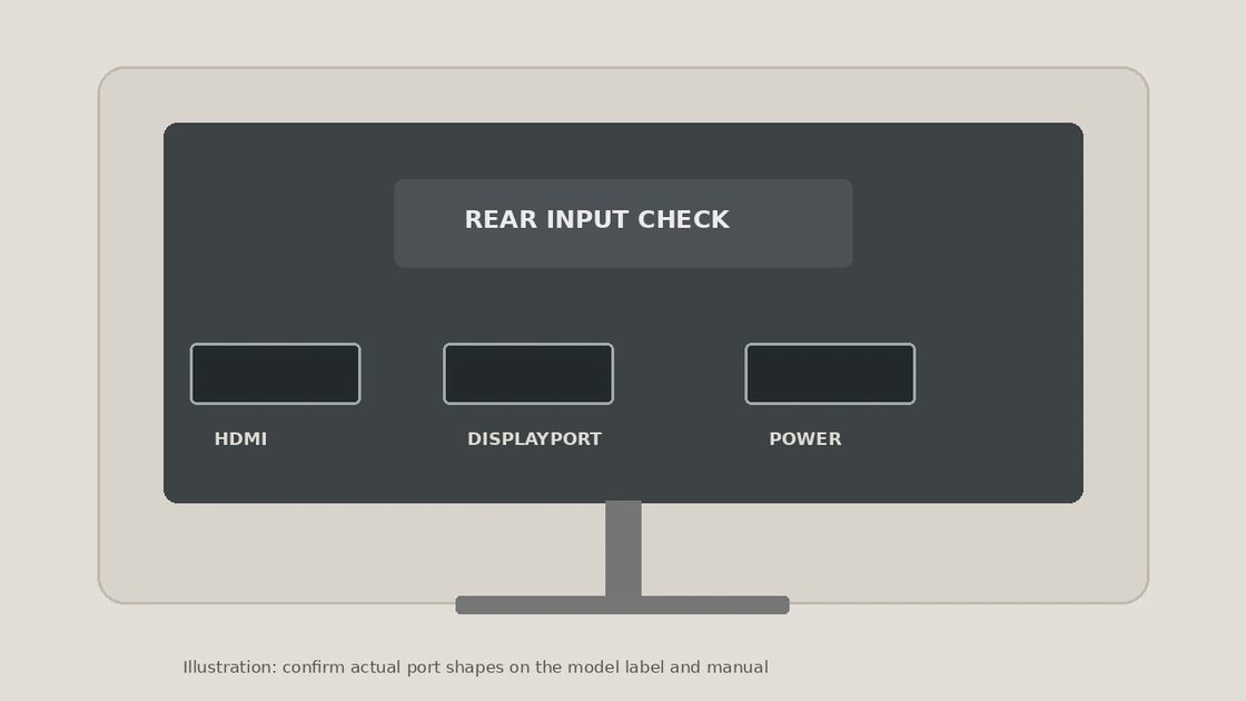 Illustration of generic rear monitor connections used to explain port inspection